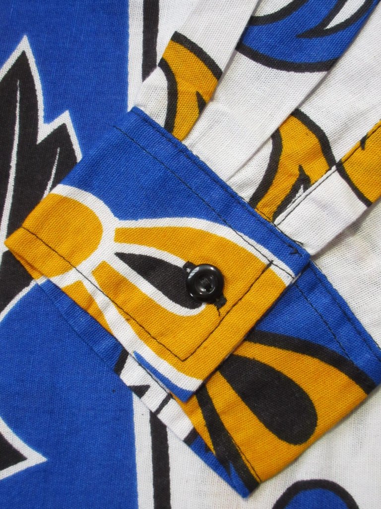 Nwt Zuri Kenya Kikambala Shirt In Blue White Orange Floral Cotton Button M — image 4 of 7